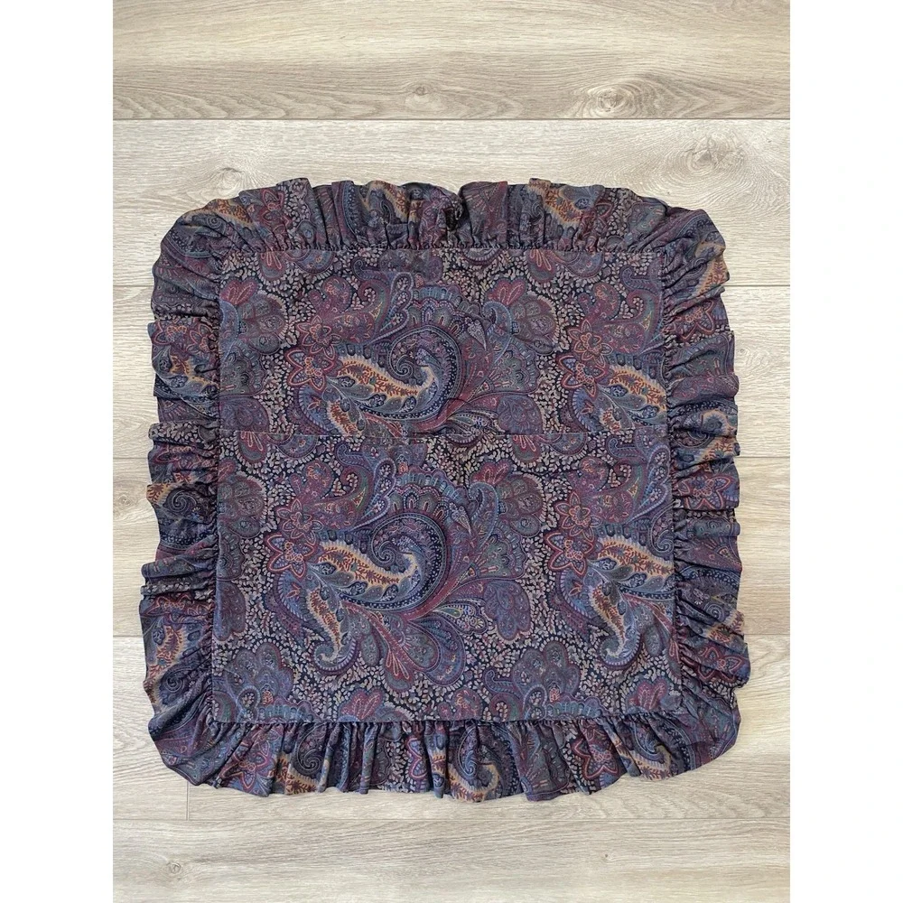 Vtg  Ralph‎ Lauren Farleigh Ruffled Paisely Euro Square Sham  24